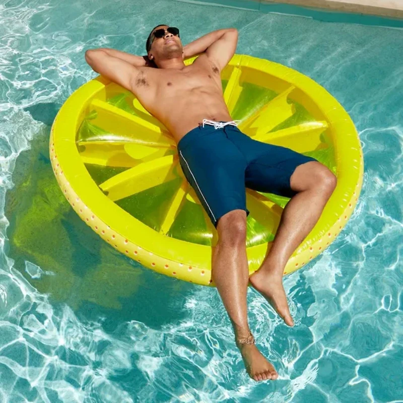 Pool Central 5ft. Inflatable Lemon Fruit Slice Lounger Raft