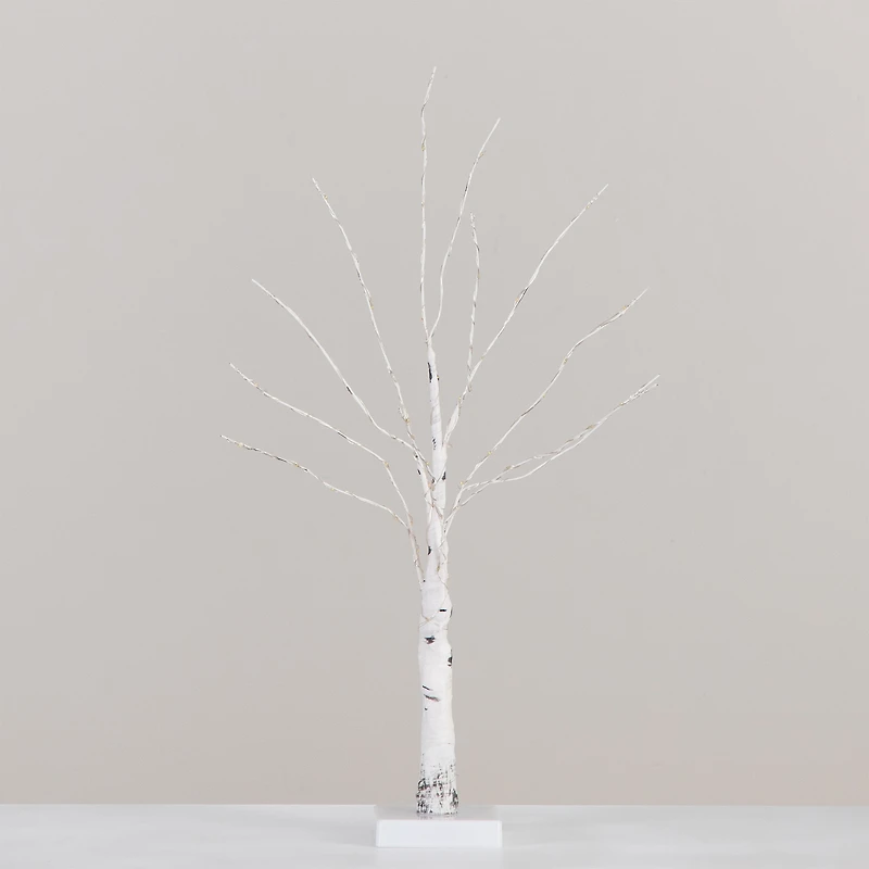 2ft. Pre-Lit White Birch Artificial Christmas Tree, Warm White LED Lights