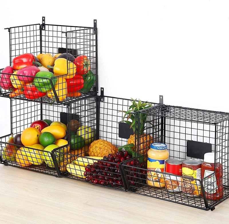 Black 4-Tier Rolling Fruit Cart