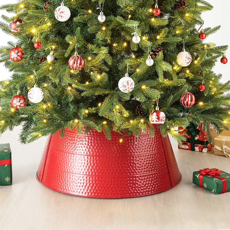 Glitzhome® Red 40.5" Hammered Metal Tree Collar