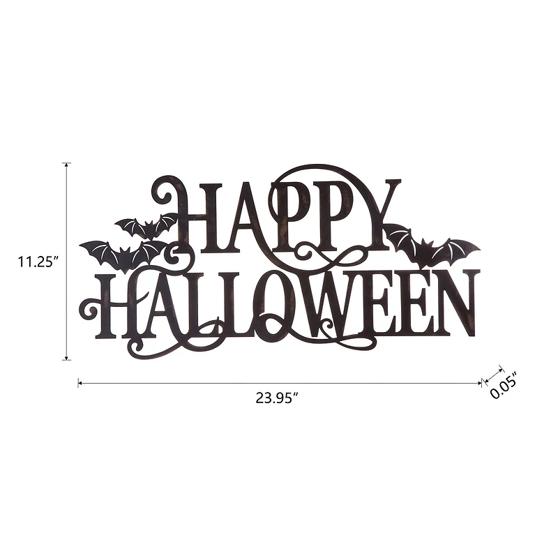 Glitzhome® Black Metal Happy Halloween Wall Sign