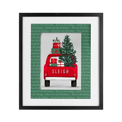 Stupell Industries Sleigh Truck with Christmas Phrases Framed Print Under Glass Wall Art