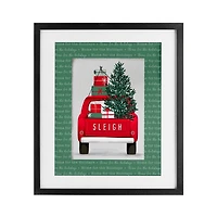 Stupell Industries Sleigh Truck with Christmas Phrases Framed Print Under Glass Wall Art