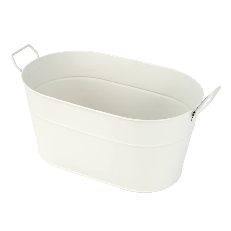 12" White Oval Metal Bucket by Celebrate It™