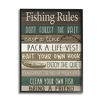 Stupell Industries Rustic Fishing Rules Sign Brown Green Beige Framed Wall Art