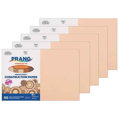 Prang® 12" x 18" Shades of Me Medium Weight Construction Paper, 5 Packs of 50 Sheets