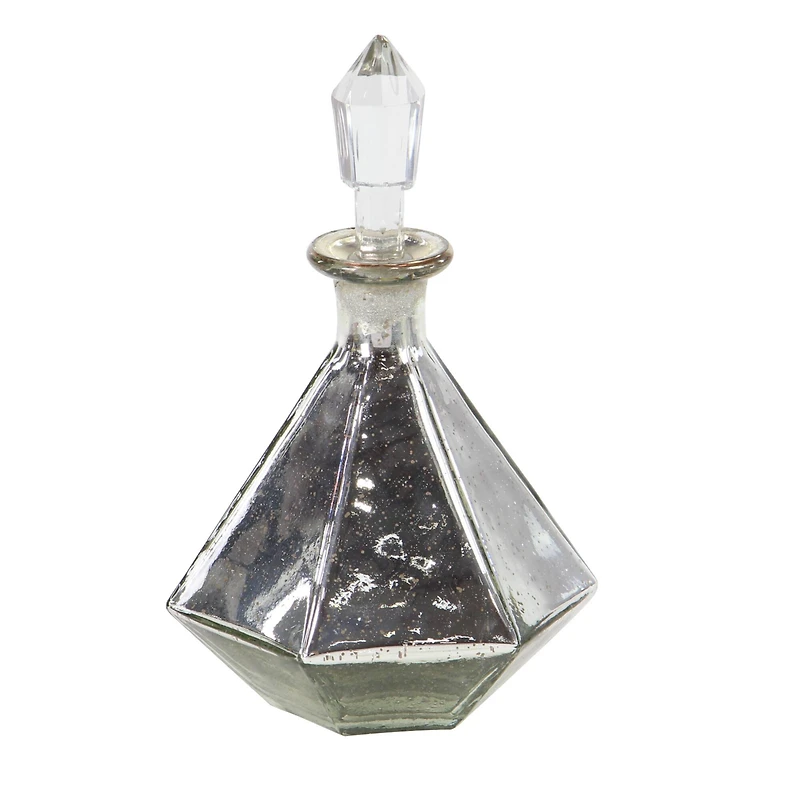 Silver Glass Decorative Hexagonal Jar Set