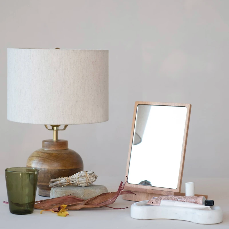 Hello Honey® 9.75" Natural Rubberwood Reflections Desk Mirror