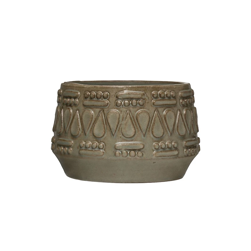 Hello Honey® 4" Embossed Glazed Stoneware Planter
