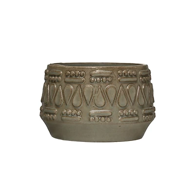 Hello Honey® 4" Embossed Glazed Stoneware Planter