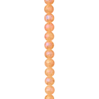 Orange Crackle Glass Round Beads, 8mm by Bead Landing™