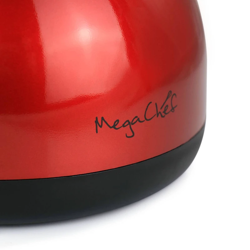 MegaChef 1.7L Red Cordless Half Round Electric Stainless Steel Tea Kettle