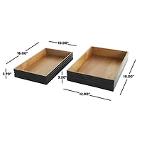 Brown Mango Wood Handmade Tray Set with Black Groove Exterior