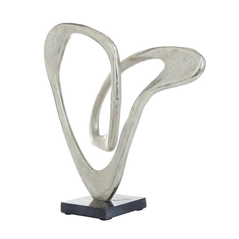 Silver Aluminum Modern Sculpture, 13" x 14" x 6"