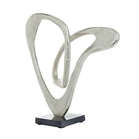 Silver Aluminum Modern Sculpture, 13" x 14" x 6"