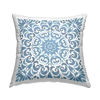 Stupell Industries Intricate Abstract Pattern Blue Floral Spiral Throw Pillow, 18" x 18"