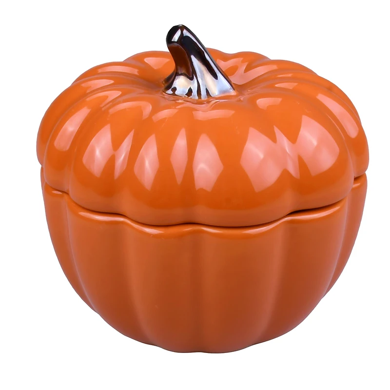 4.75" Orange Ceramic Pumpkin Cocotte by Makery™