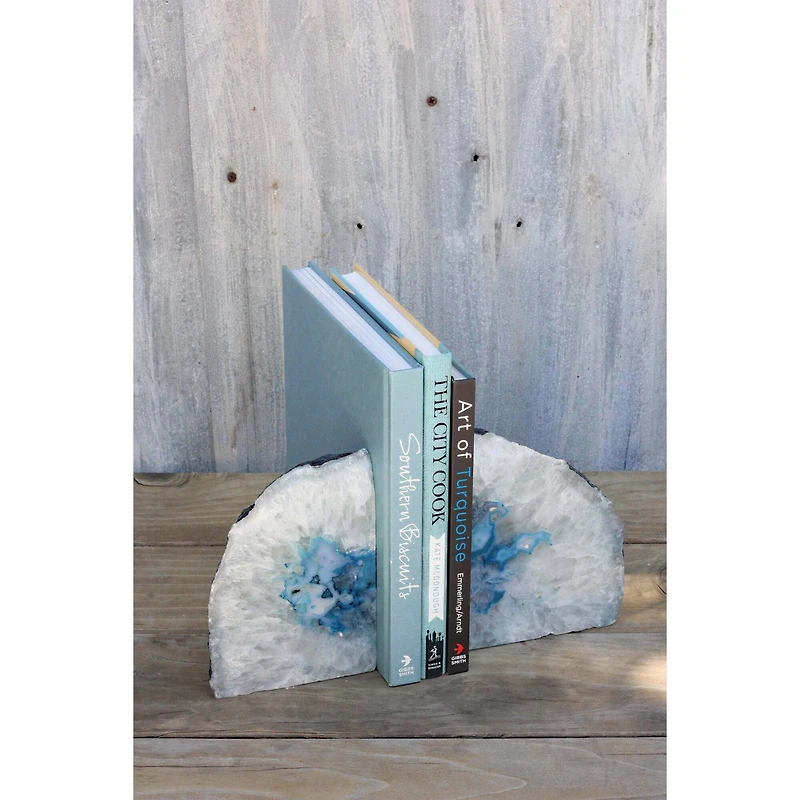 Blue Agate Bookends Set of 2