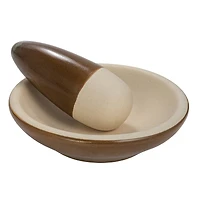 Hello Honey® Brown & Cream Reactive Glaze Stoneware Mortar & Pestle