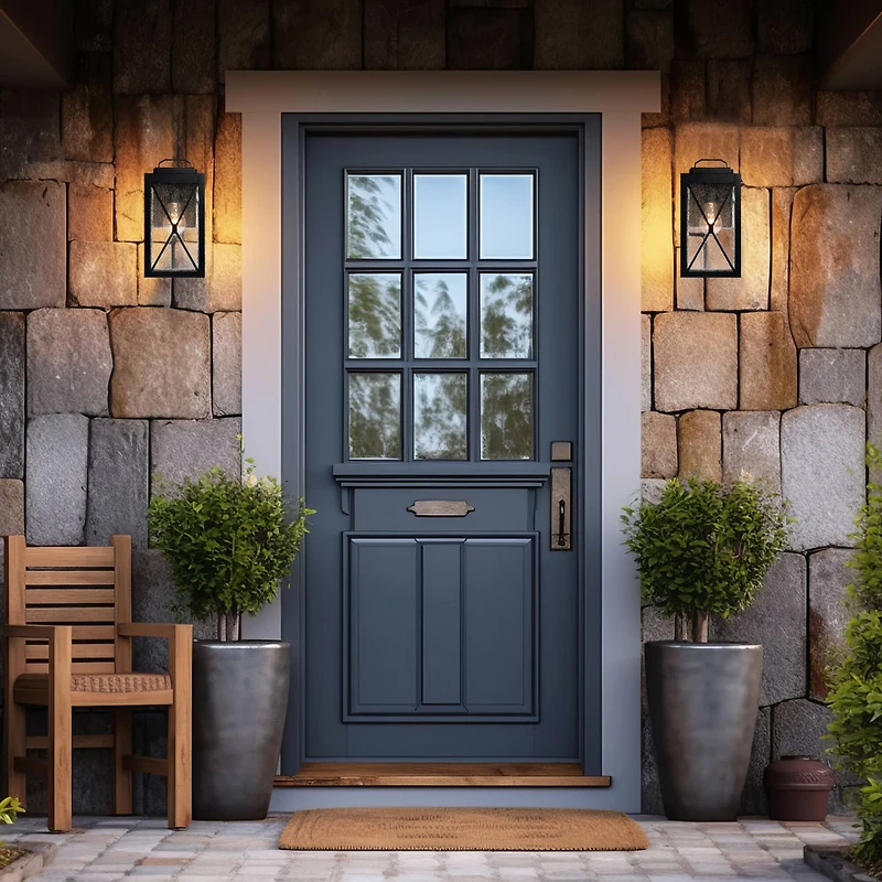 Hello Honey® Charleston Matte Black Farmhouse Rectangular Metal & Glass Wall Mounted Outdoor Light