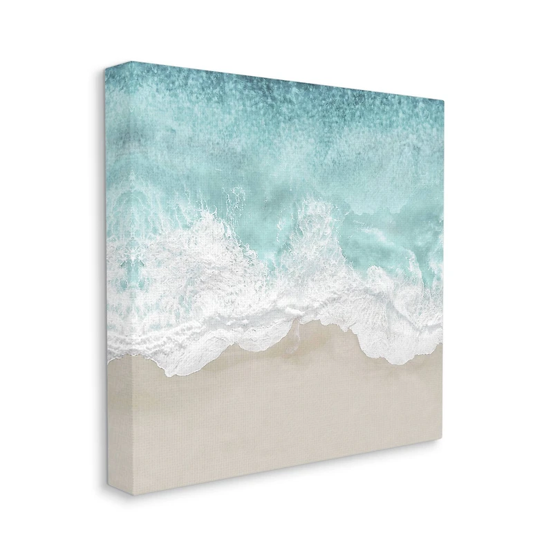 Stupell Industries Sea Foam Sandy Beach Soft Blue Coast Canvas Wall Art