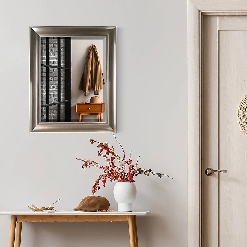 Head West Brushed Nickel Framed Wall Mirror - 35" x 29"