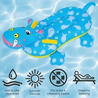 Pool Central 3ft. Blue Children's Inflatable Hippo Swimming Pool Rider