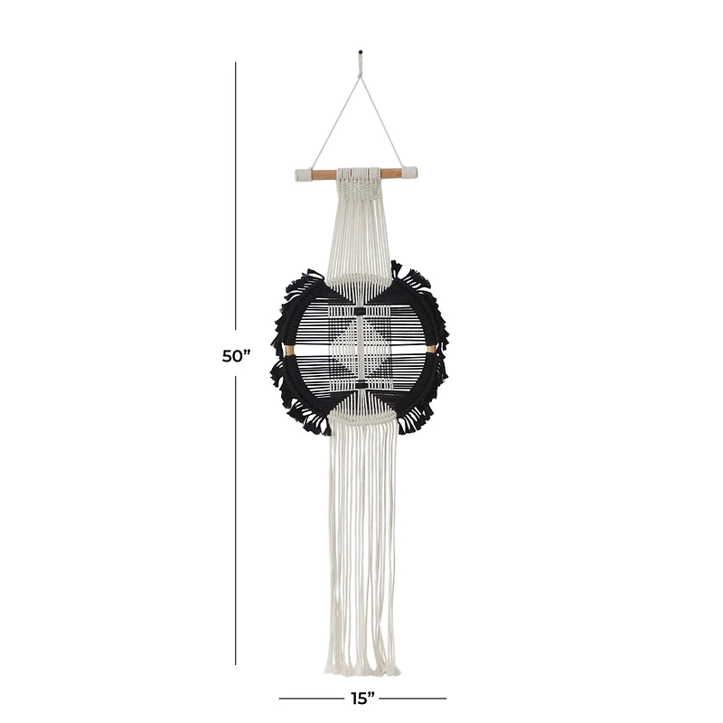 Black Fabric Bohemian Wall Decor, 15" x 1" x 50"