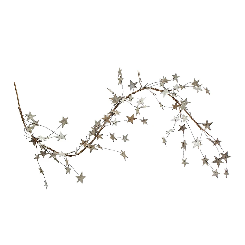 Hello Honey® 6ft. Platinum Finish Glitter Star Garland