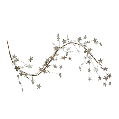 Hello Honey® 6ft. Platinum Finish Glitter Star Garland