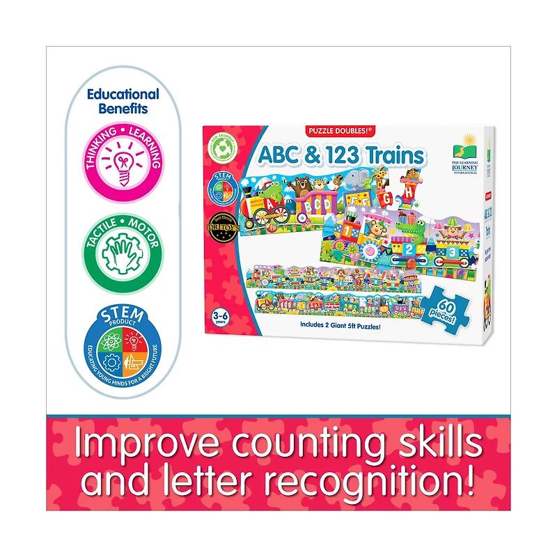 Puzzle Doubles! - ABC & 123 Trains: 60 Pcs