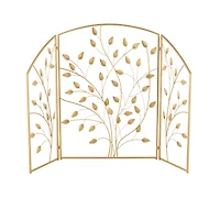 38.25" Gold Metal Leaf Foldable 3-Panel Fireplace Screen