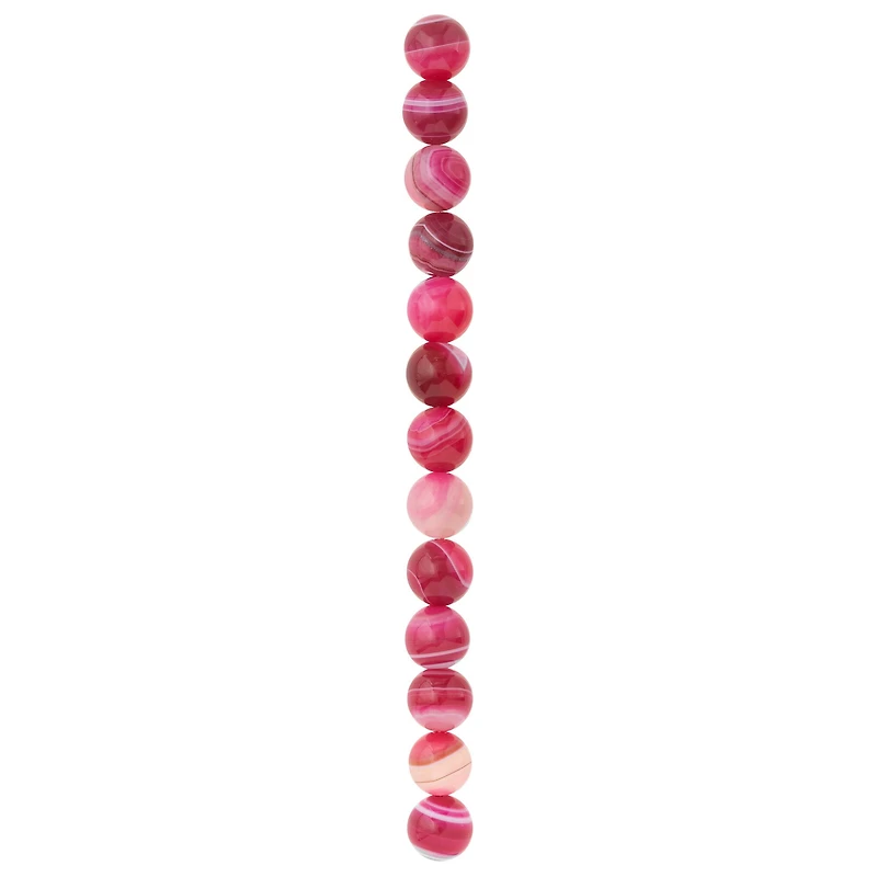 12 Pack: Pink Dyed Agate Round Beads, 12mm by Bead Landing™
