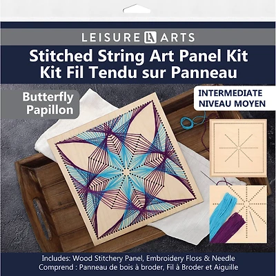 Leisure Arts® Intermediate Butterfly Wood Stitched String Art Panel Kit