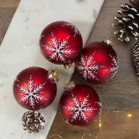 4ct. 3.25" Matte Red Glass Ball Christmas Ornaments