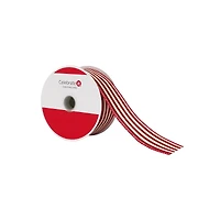 1.5" x 30ft. Red Ticking Stripes Wired Ribbon by Celebrate It®
