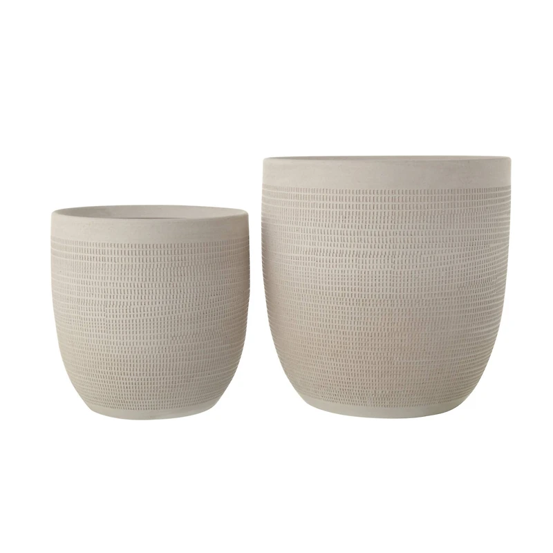 Hello Honey® 12.25" Matte White Embossed Stoneware Planter