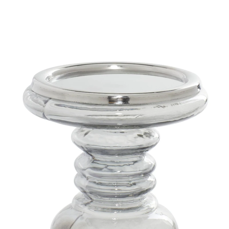 Clear Glass Traditional Candle Holder Set