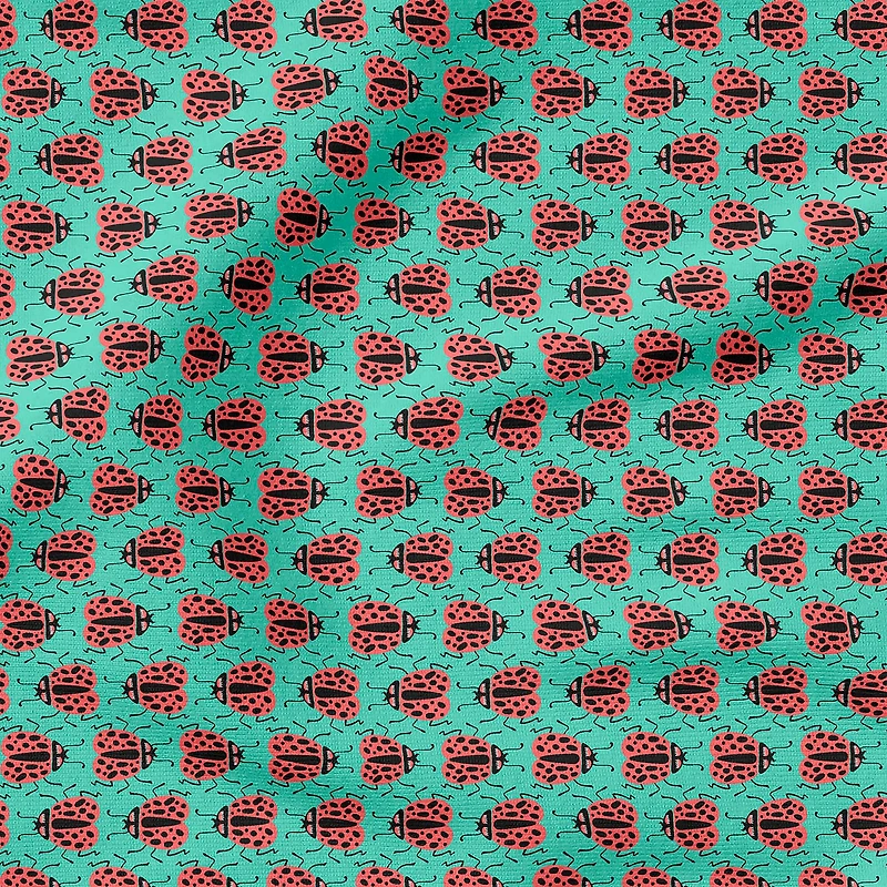 Fabric Editions Turquoise Ladybug Cotton Fabric