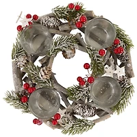 10" Frosted Berries & Branches Votive Candle Holder