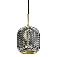 Hello Honey® Smoked Embossed Glass Shade Pendant Lamp with Brass Accents