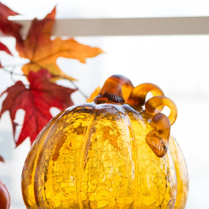 Glitzhome® Crackle Glass Pumpkin