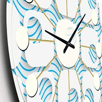 Designart '3D White And Blue Pattern Iii Mid-Century Modern Wall Clock
