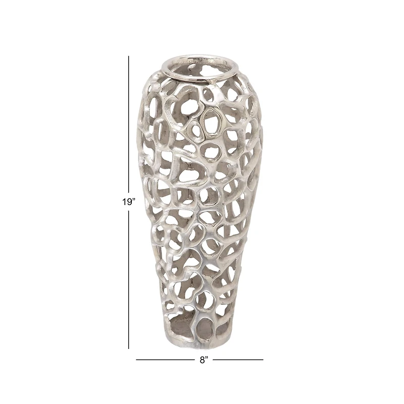 Silver Aluminum Contemporary Vase