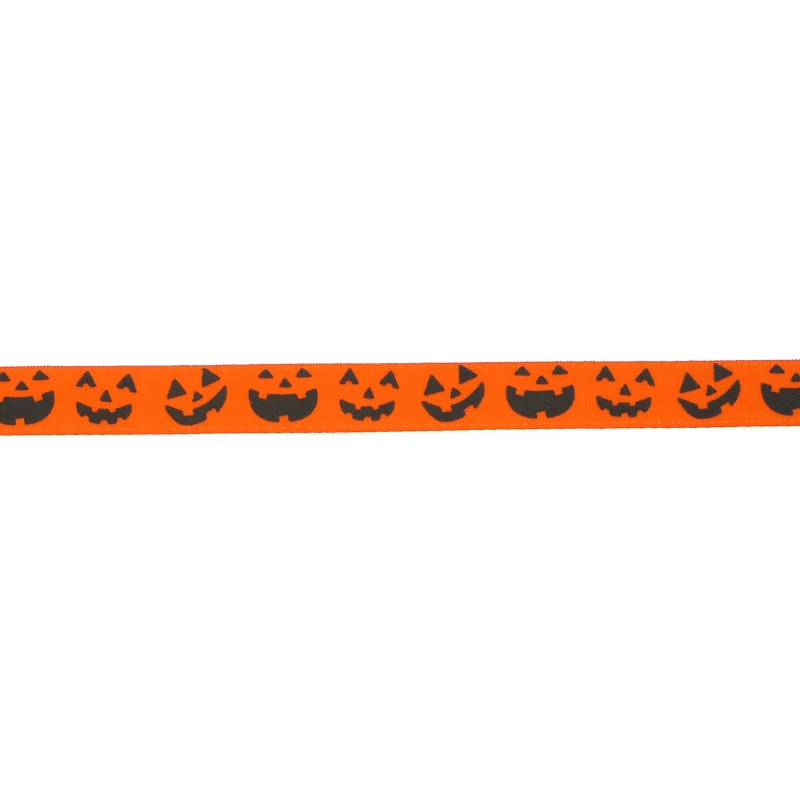 3/8" x 4yd. Orange Laughing Jack-o'-Lanterns Ribbon by Celebrate It® Halloween