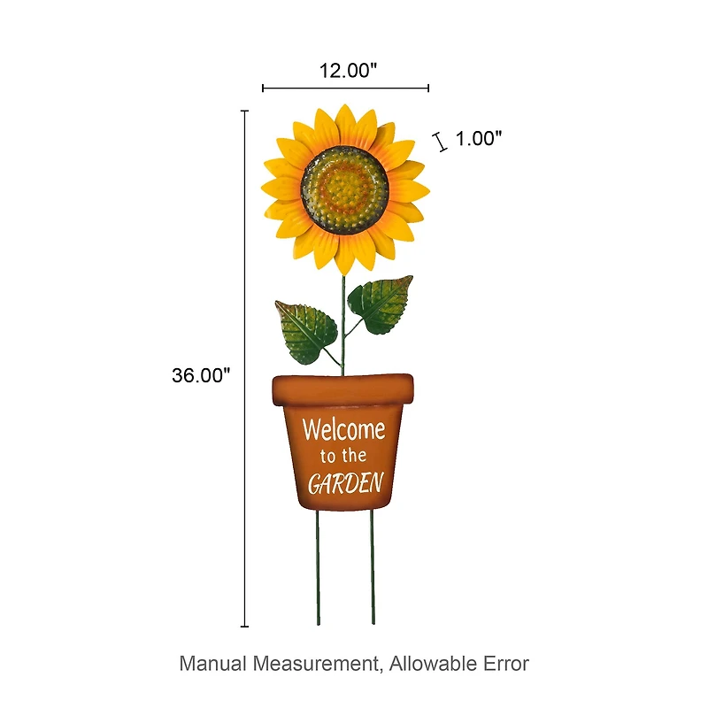 Glitzhome® 36" Welcome to the Garden Sunflower Yard Stake