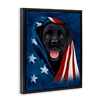 Stupell Industries Labrador & American Flag Floater Framed Art
