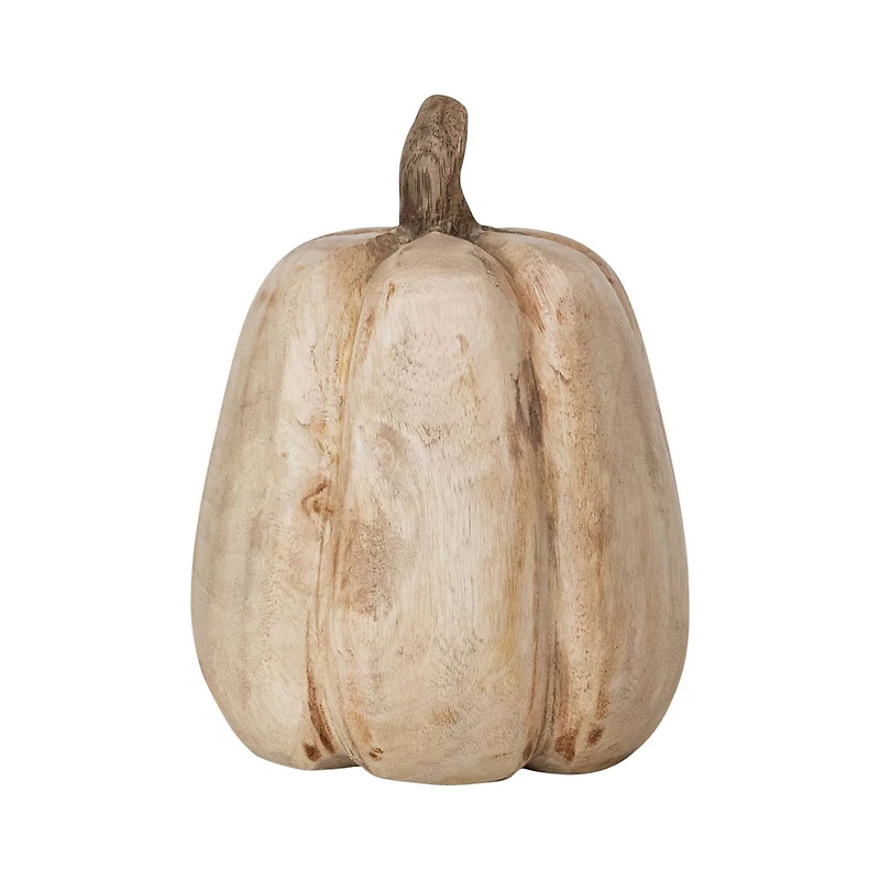 Hello Honey® Large Carved Mango Wood Pumpkin Figurine, Stained Finish