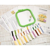 LetiStitch Three Chicks with Daffodils & Egg Counted Cross Stitch Kit