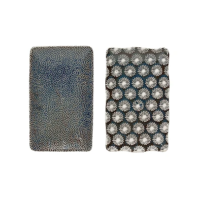 Hello Honey® 8" Blue & White Rectangle Stoneware Plate Set